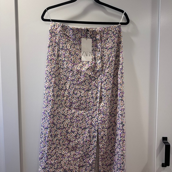 Zara Lavender Floral Midi Skirt and Crop Top Set NWT - Picture 3 of 8
